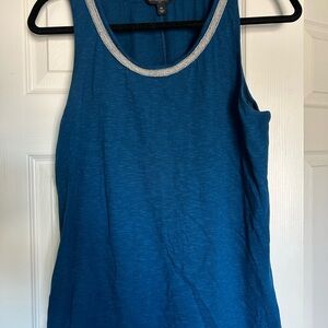 Banana Republic Teal Tank Top with Silver Bead Trim